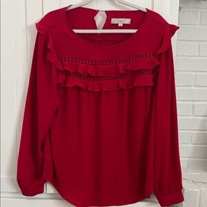 LOFT Scarlet Ruffle Detail Blouse